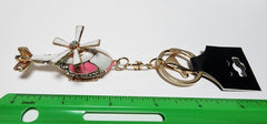 Enameled Color and Rhinestone Bling Helicopter Keychain