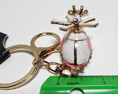 Enameled Color and Rhinestone Bling Helicopter Keychain