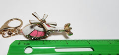 Enameled Color and Rhinestone Bling Helicopter Keychain