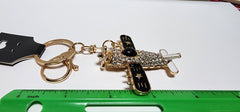 Enameled Color and Rhinestone Bling Airplane Keychain