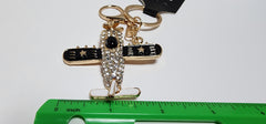 Enameled Color and Rhinestone Bling Airplane Keychain