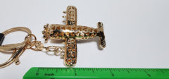 Enameled Color and Rhinestone Bling Airplane Keychain