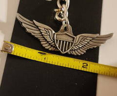 Llavero de peltre con alas de aviador y piloto del ejército de EE. UU.