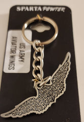 US Army Pilot Aviator Wings Pewter Keychain