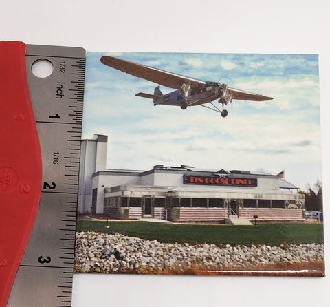 1928 Ford Tri-Motor "City of Wichita" Flying over the Tin Goose Diner 1950's Diner Square Magnet