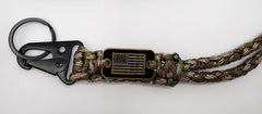 Army Olive Drab Green Camouflage Braided Paracord with Metal USA Flag Tag Lanyard
