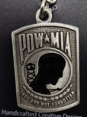 POW MIA Pewter Logo Enamel Keychain