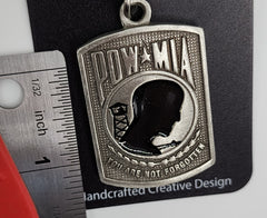 POW MIA Pewter Logo Enamel Keychain