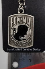 POW MIA Pewter Logo Enamel Keychain