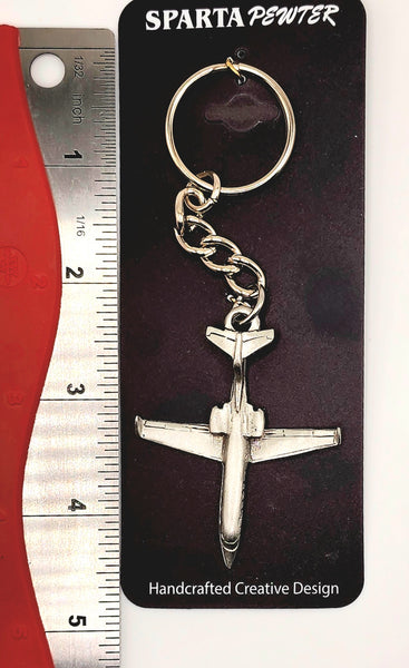 LearJet 28 Pewter Airplane Keychain