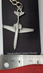 LearJet 28 Pewter Airplane Keychain