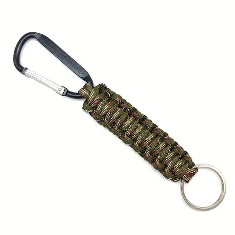 Army Olive Drab Camo Paracord Carabiner Keychain