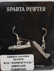B-25 Mitchell "Georgie's Gal" 3D Pewter Earrings