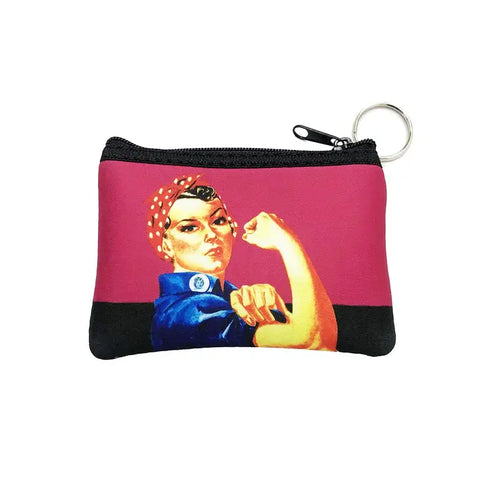 Monedero rosa y negro con la frase "We Can Do It" de Rosie The Riveter