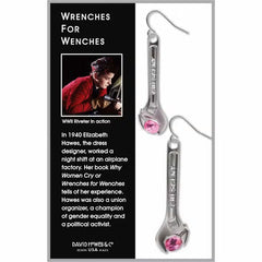 Wrenches For Wenches - Pink Crystal Earrings