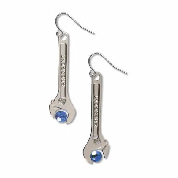 Wrenches For Wenches - Blue Crystal Earrings