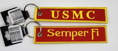 Llavero bordado rojo y amarillo de los Marines del Cuerpo de Marines de los EE. UU.