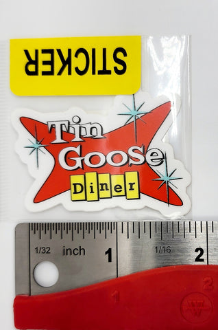 Pegatina en miniatura con el logotipo retro de Tin Goose Diner