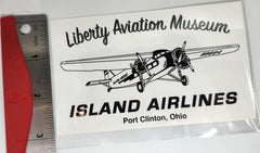 Pegatina rectangular grande de la línea aérea Island Airlines del Museo de Aviación Liberty