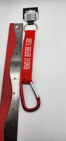 RBF Remove Before Flight Red Carabiner Wristlet Keychain