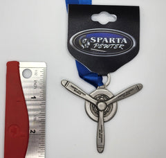 WWII Airplane Radial Prop Engine Pewter Ribbon Ornament