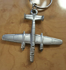 Liberty Aviation Museum WWII North American Aviation B-25 Mitchell Airplane Pewter Carabiner Keychain
