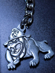 Llavero de peltre con la mascota bulldog del Cuerpo de Marines de EE. UU. (USMC)
