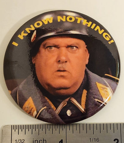 Botón magnético con la frase "No sé nada" del sargento Schultz (personaje de Hogan's Heroes)