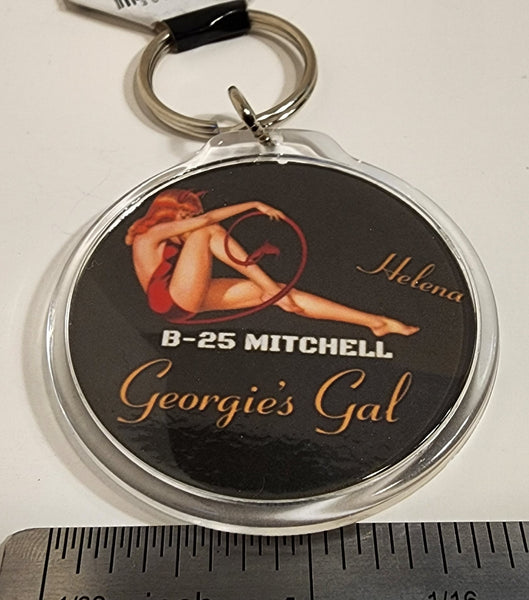 B-25 "Georgie's Gal" Helena (the Devil) Nose Art Airplane Round Acrylic Keychain