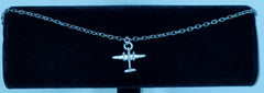 WWII North American Aviation B-25 Mitchell Bomber Pewter Airplane Necklace & Earrings Set