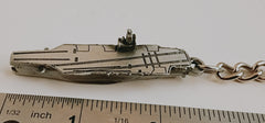 USS Nimitz Class Aircraft Carrier 3D Pewter Ship Keychain