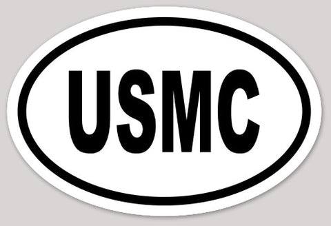 Pegatina con el acrónimo europeo "USMC" (Cuerpo de Marines de los Estados Unidos) ovalado
