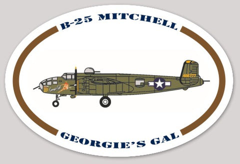 Pegatina europea ovalada B-25 "Georgie's Gal"