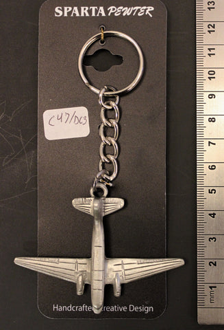 WWII Douglas C-47 Skytrain/DC-3 Pewter Airplane Keychain