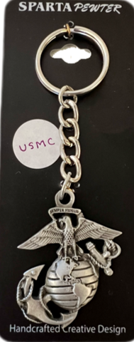 United States Marine Corps (USMC) 3D Crest Logo Pewter Keychain