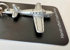 Beechcraft Baron Straight Tail Pewter Airplane Keychain