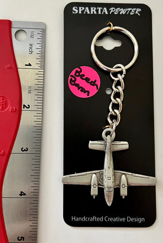 Beechcraft Baron Pewter Airplane Keychain