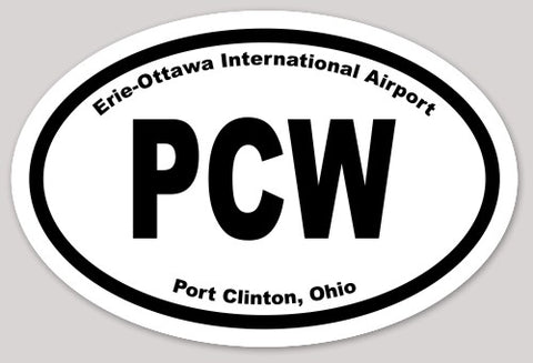 Oval "PCW" (Erie-Ottawa International Airport) Euro Acronym Sticker