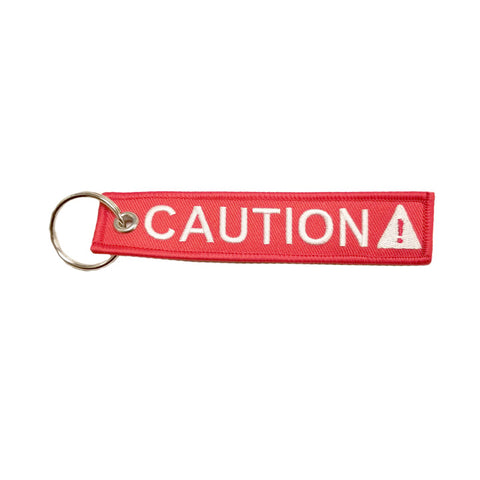 Caution Red/White Keychain