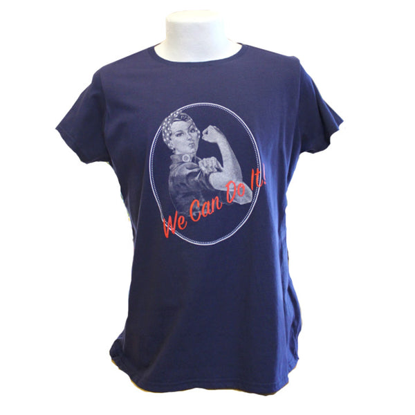 Rosie the Riveter T-Shirt "We Can Do It" - Navy