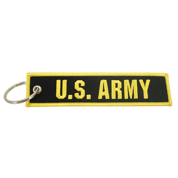 Llavero bordado en negro y amarillo del ejército de EE. UU.