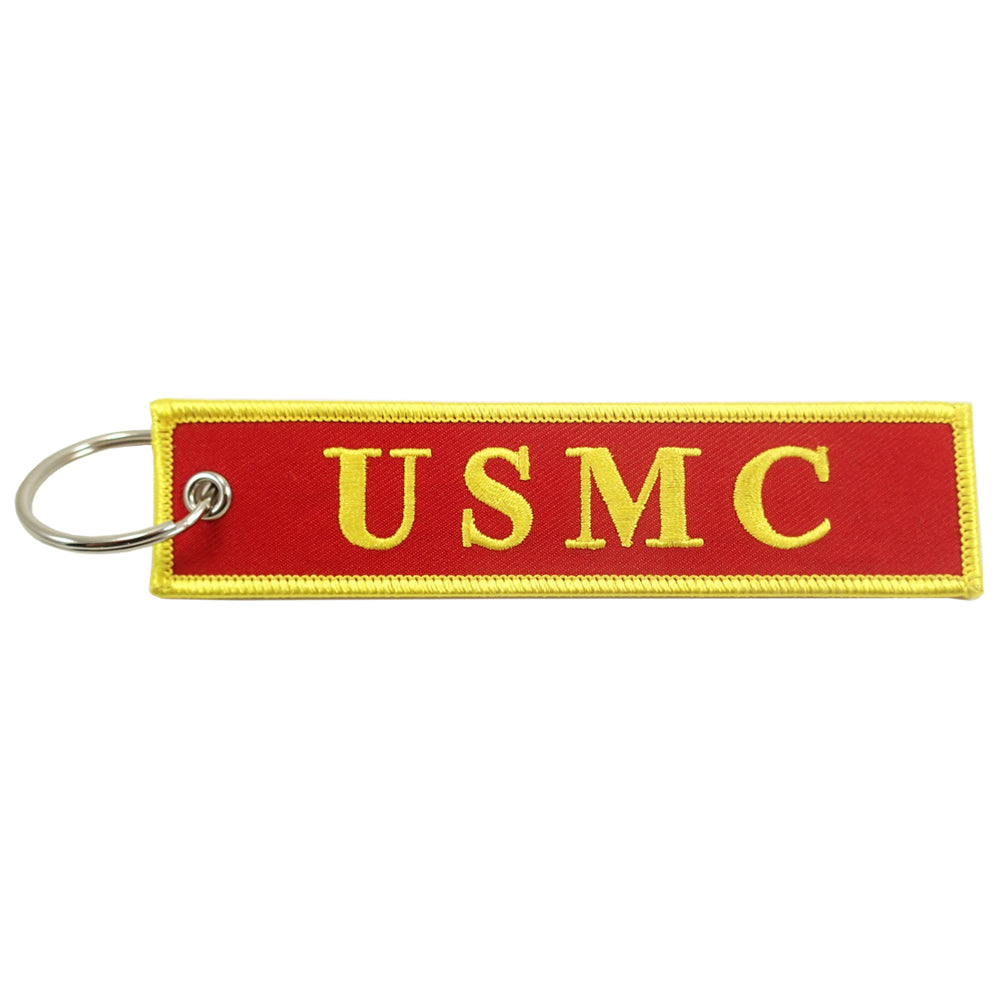 USMC Marines Red/Yellow Embroidered Keychain