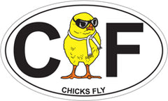Oval Chicks Fly Euro Acronym Sticker