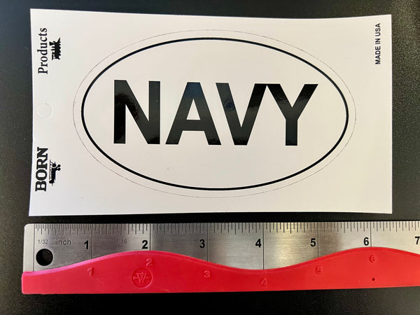 Pegatina ovalada con el acrónimo "Navy" de Euro