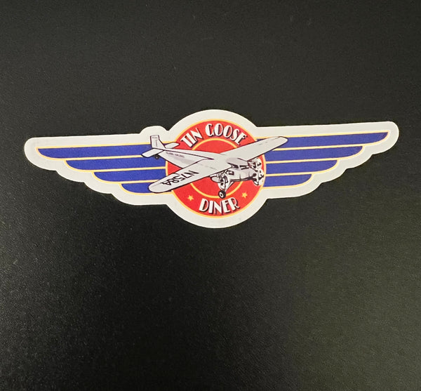 Mini imán plano con el logotipo de las alas de Tin Goose Diner