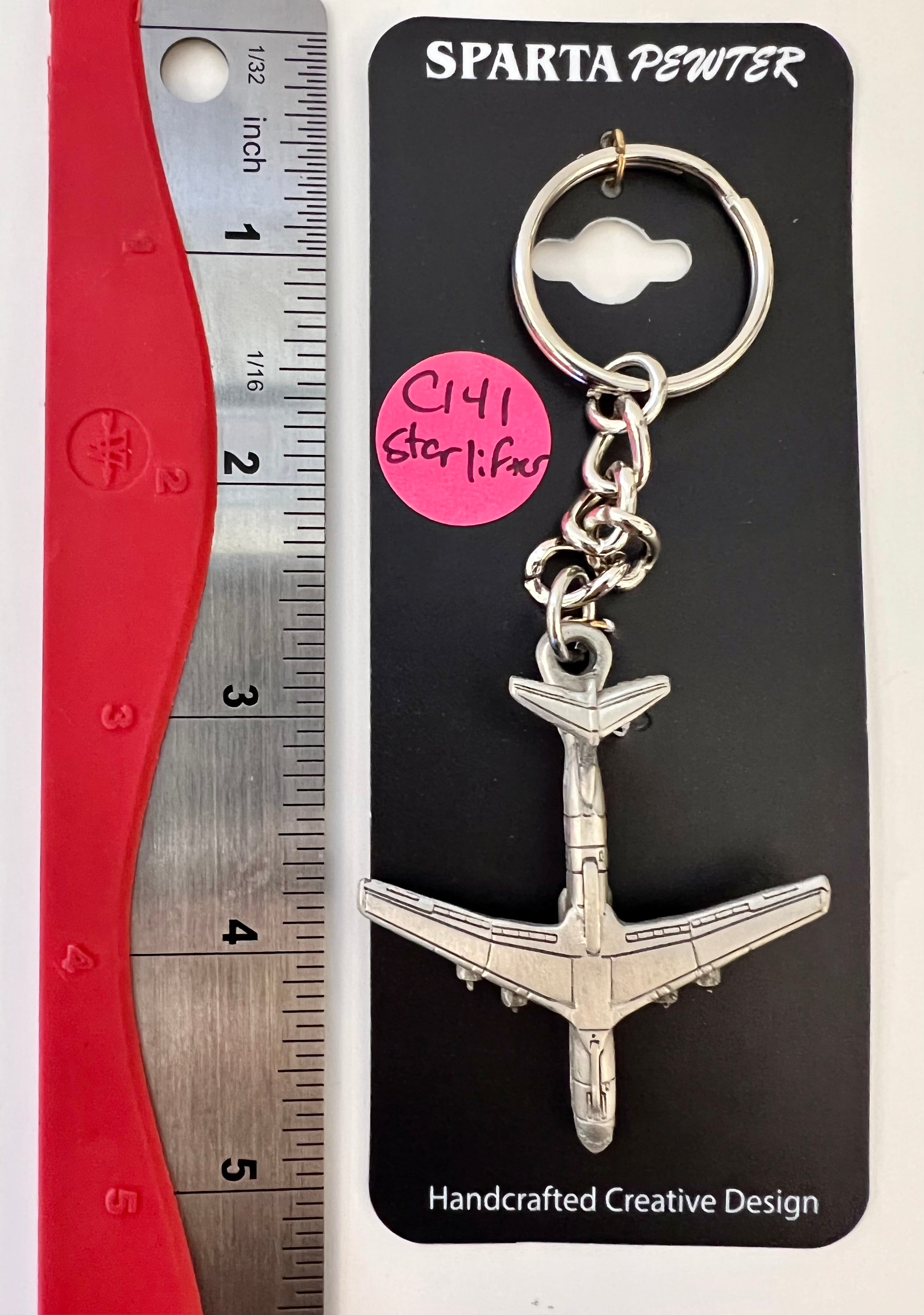 Lockheed C-141 Starlifter Pewter Airplane Keychain