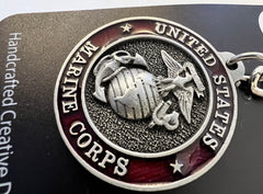 Llavero con el logotipo esmaltado de peltre y sello del Cuerpo de Marines de los Estados Unidos (USMC)