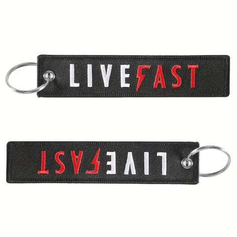 Live Fast Embroidered Keychain