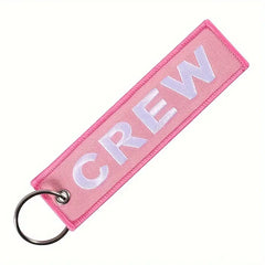 Crew Pink Embroidered Keychain