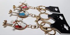 Enameled Color and Rhinestone Bling Helicopter Keychain